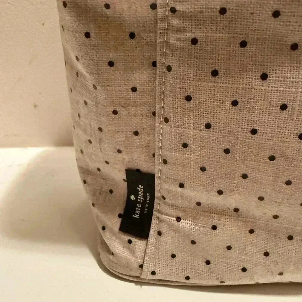 Kate Spade New York Deco Dot Out to Lunch Beige Insulated Lunch Box Tote Bag EUC